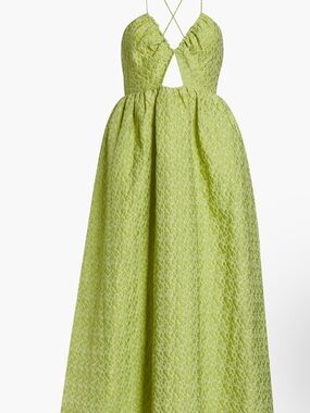 ASOS Lime Green Strapless Textured Maxi Dress